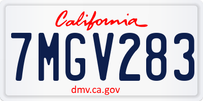 CA license plate 7MGV283