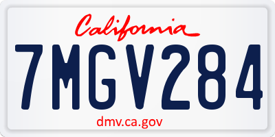 CA license plate 7MGV284