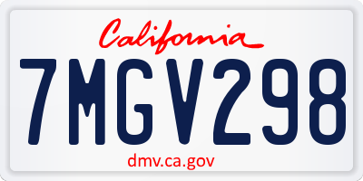 CA license plate 7MGV298
