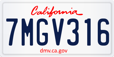 CA license plate 7MGV316