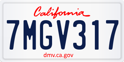 CA license plate 7MGV317