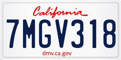 CA license plate 7MGV318