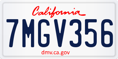 CA license plate 7MGV356