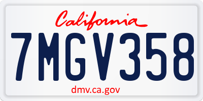 CA license plate 7MGV358