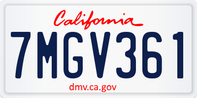 CA license plate 7MGV361