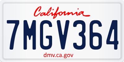 CA license plate 7MGV364