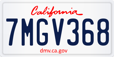 CA license plate 7MGV368