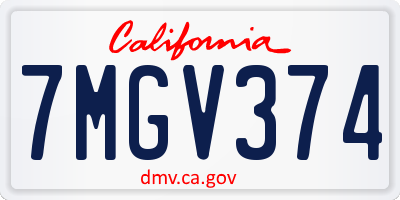 CA license plate 7MGV374