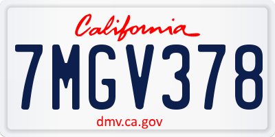 CA license plate 7MGV378