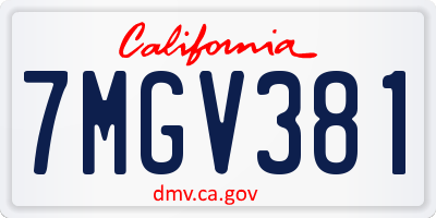 CA license plate 7MGV381