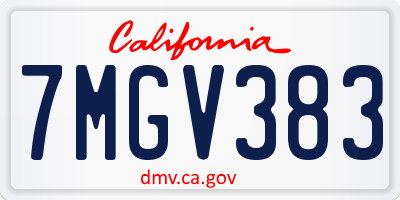 CA license plate 7MGV383