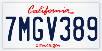 CA license plate 7MGV389
