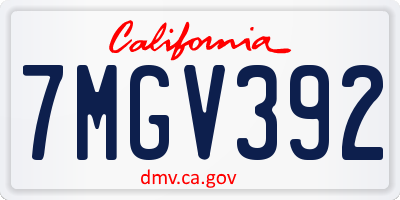 CA license plate 7MGV392