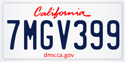 CA license plate 7MGV399
