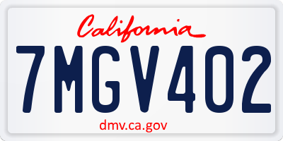 CA license plate 7MGV402