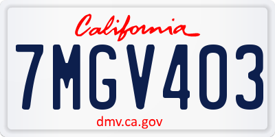 CA license plate 7MGV403