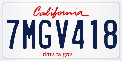 CA license plate 7MGV418