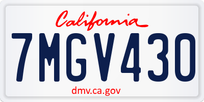 CA license plate 7MGV430