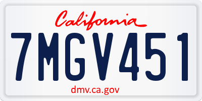 CA license plate 7MGV451