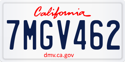 CA license plate 7MGV462