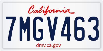 CA license plate 7MGV463