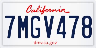 CA license plate 7MGV478