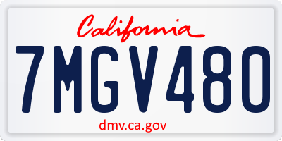 CA license plate 7MGV480