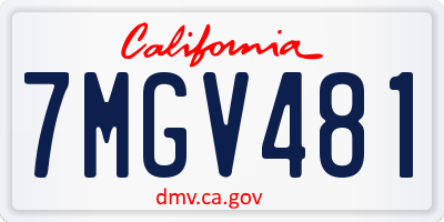 CA license plate 7MGV481