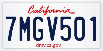 CA license plate 7MGV501