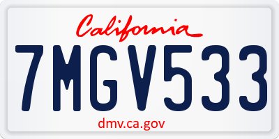 CA license plate 7MGV533