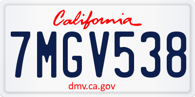 CA license plate 7MGV538