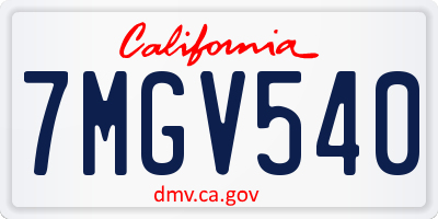 CA license plate 7MGV540