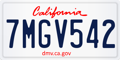 CA license plate 7MGV542