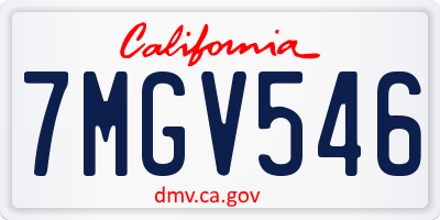 CA license plate 7MGV546