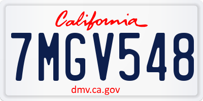 CA license plate 7MGV548