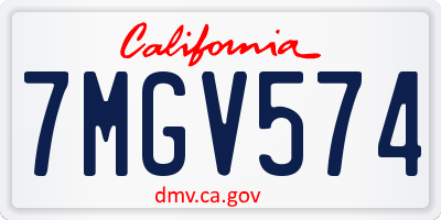 CA license plate 7MGV574