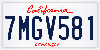 CA license plate 7MGV581