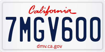 CA license plate 7MGV600