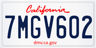 CA license plate 7MGV602