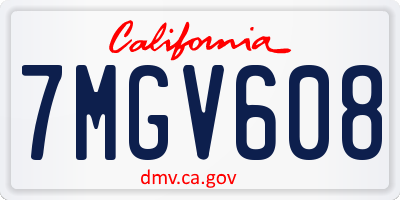 CA license plate 7MGV608