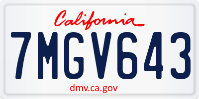 CA license plate 7MGV643