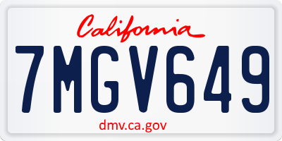 CA license plate 7MGV649