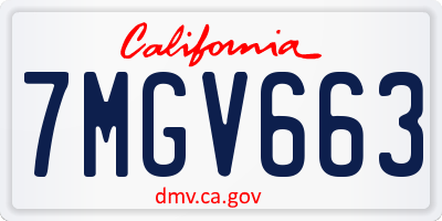 CA license plate 7MGV663