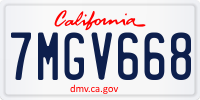 CA license plate 7MGV668