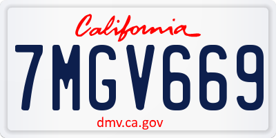 CA license plate 7MGV669