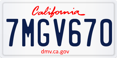 CA license plate 7MGV670