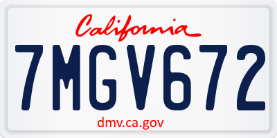 CA license plate 7MGV672