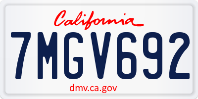 CA license plate 7MGV692