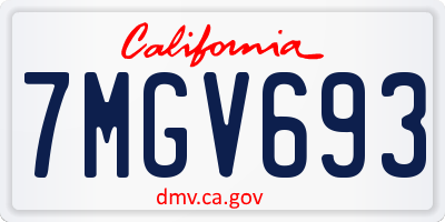 CA license plate 7MGV693