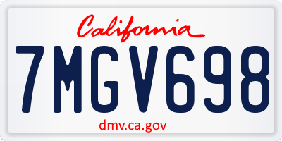 CA license plate 7MGV698